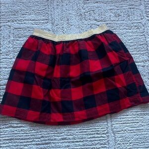 Carter’s | Red and Black Plaid Skirt with Gold Waistband, NWOT, 7